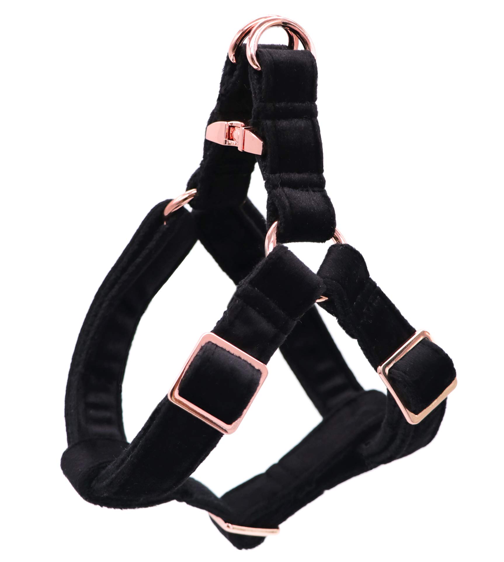 ARING PET Black Dog Harness, Soft and Comfortable Velvet Dog Harness with Adjustable Heavy Duty Metal Buckle for Boy and Girl Dogs, Medium