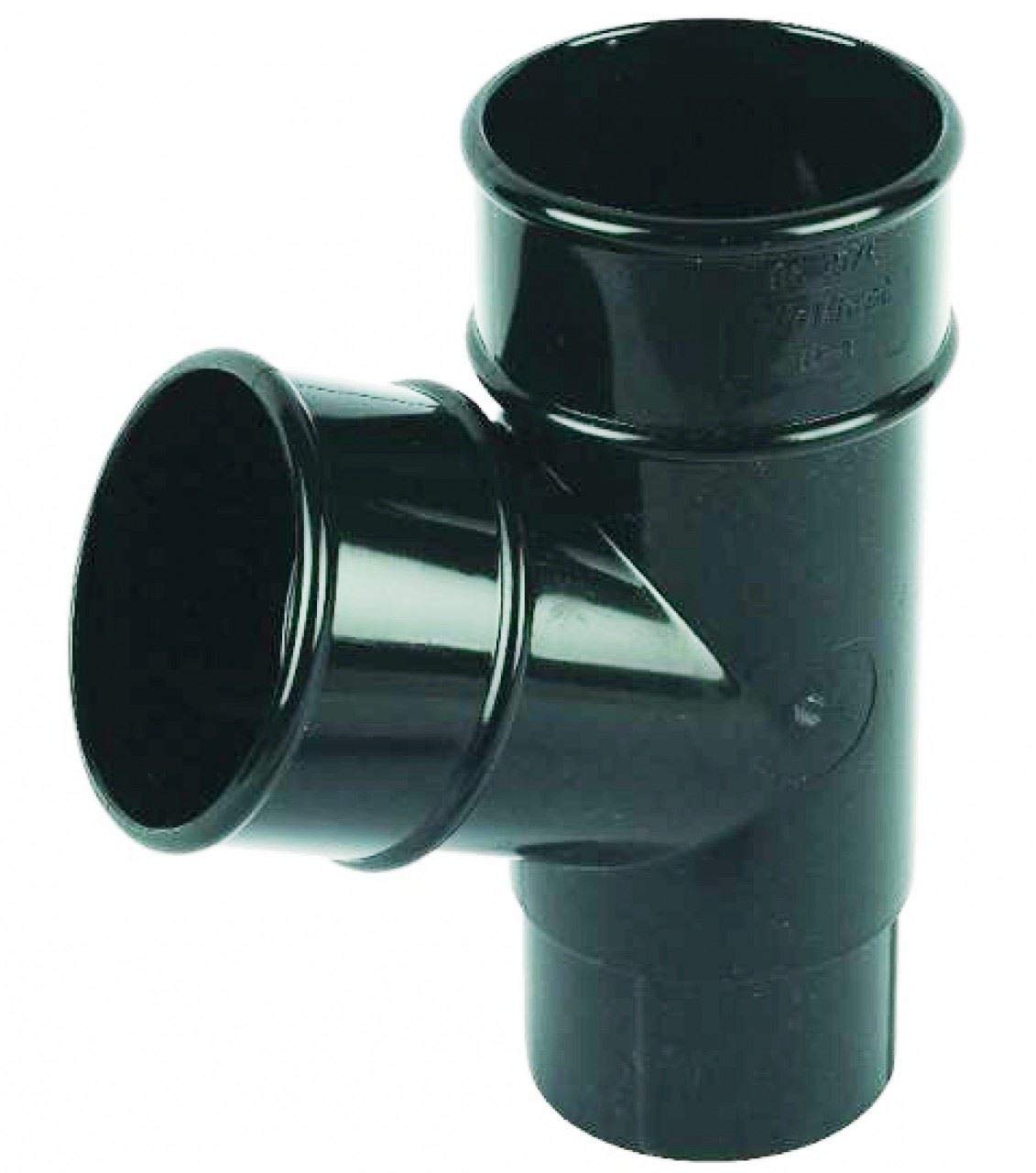 FLOPLAST 68mm Round 67 Degree Downpipe Branch - Black - Pack of 2