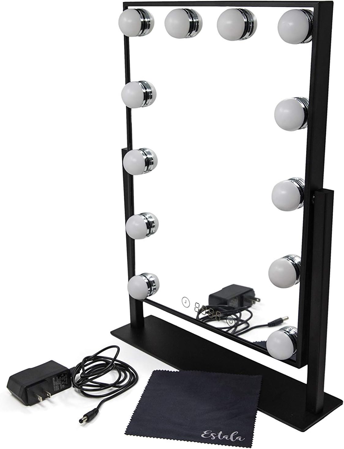 Edear Mirror with Lights – Professional Makeup Mirror & Lighted Makeup Table Set with Smart Touch Adjustable LED Lights 12 Lights- Black Frame