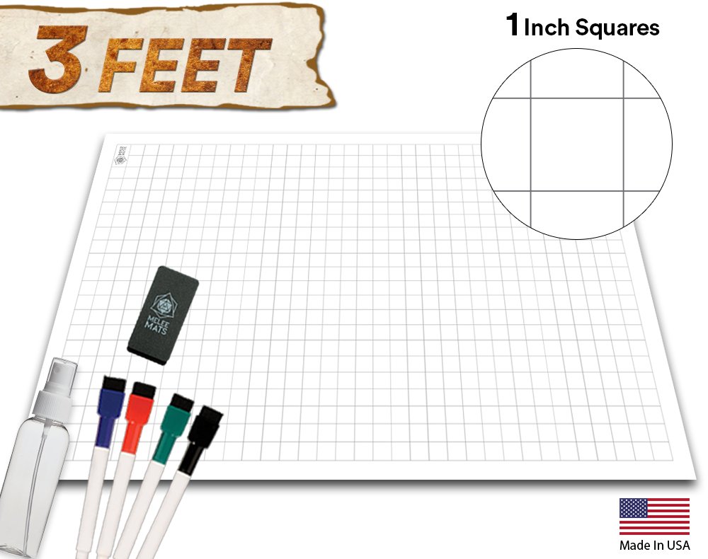 Battle Grid Game Mat - 36" x 24" - 1 Inch Role Playing DnD Map ...
