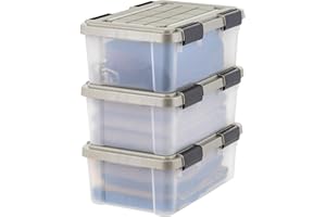 IRIS USA 16 Qt Storage Bins with Gasket Seal Lid, 3 Pack - BPA-Free, Heavy Duty Moving Containers Tight Latch, Weather Proof Tote, WEATHERPRO - Clear/Chrome