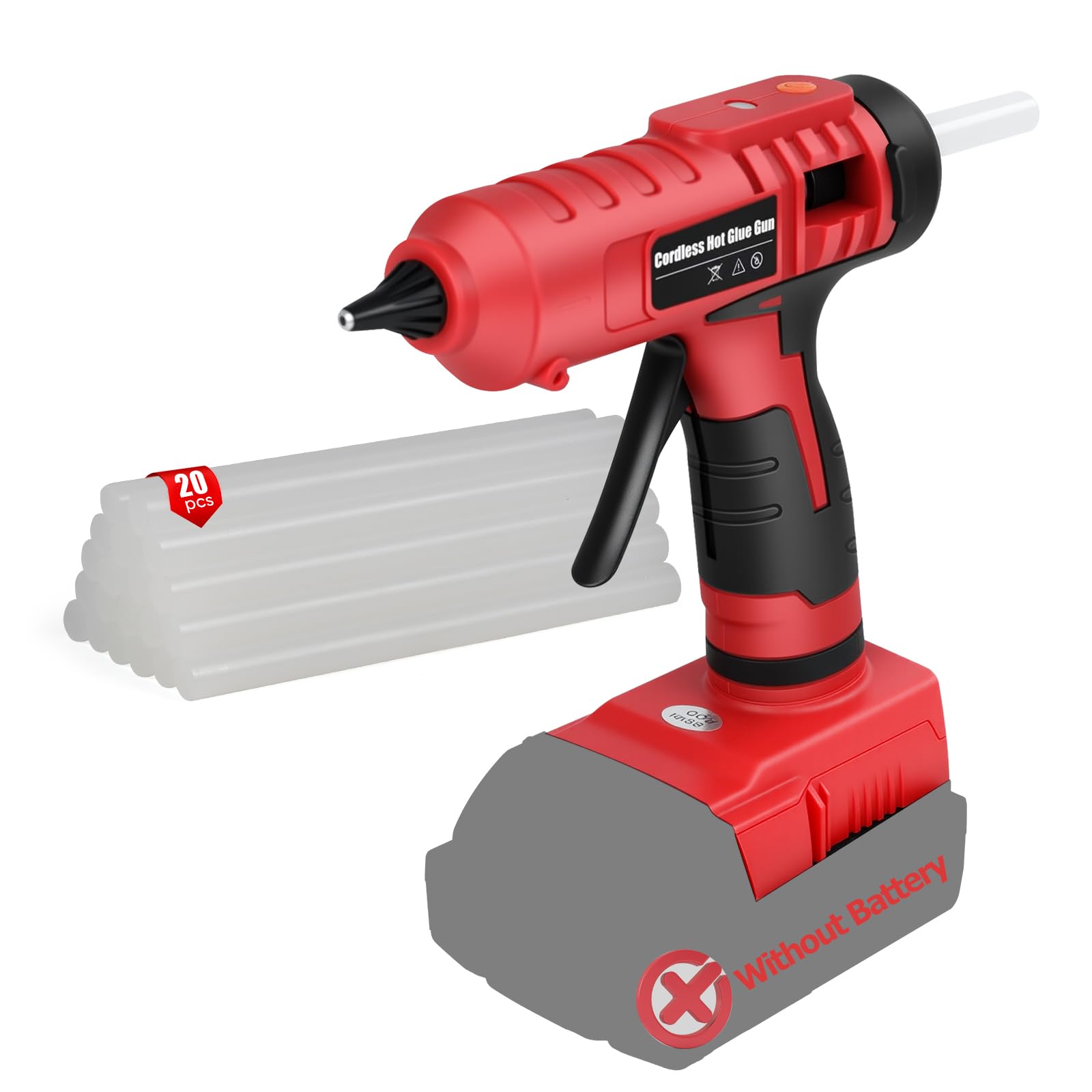 Photo 1 of 100w Cordless Hot Melt Glue Gun Compatible with Milwaukee M18 18V Battery, High Temp Electric Power Glue Gun with 20pcs 11x150mm Glue Sticks for Arts Crafts DIY Decor School Home Repair (No Battery)