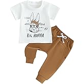 Gureui My First Easter Toddler Baby Boy Outfit Crewneck Short Sleeve T-Shirt Top Pants Newborn Infant Summer Clothes