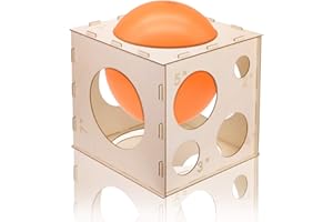 Fireboomoon 9 Holes Collapsible Wood Balloon Sizer Cube Box from 2" to 10",Balloon Measurement Tool for Birthday,Wedding,Party Decorations,Balloon Arches Columns (12" x 12" x 12")