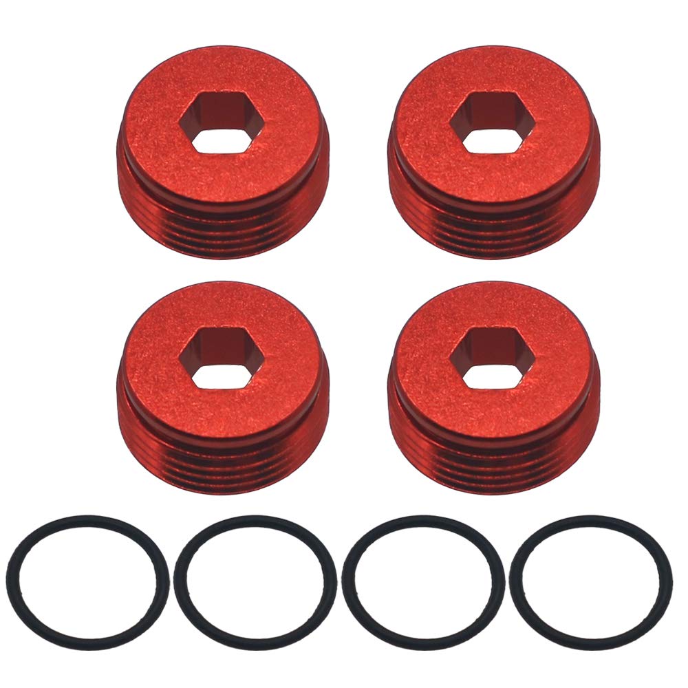 RCAWD alloy Front Hub Nut with O-Rings for Arrma 6s Notorious Kraton Outcast Typhon Talion Infraction Limitless Felony upgraded part 4pcs(Red)