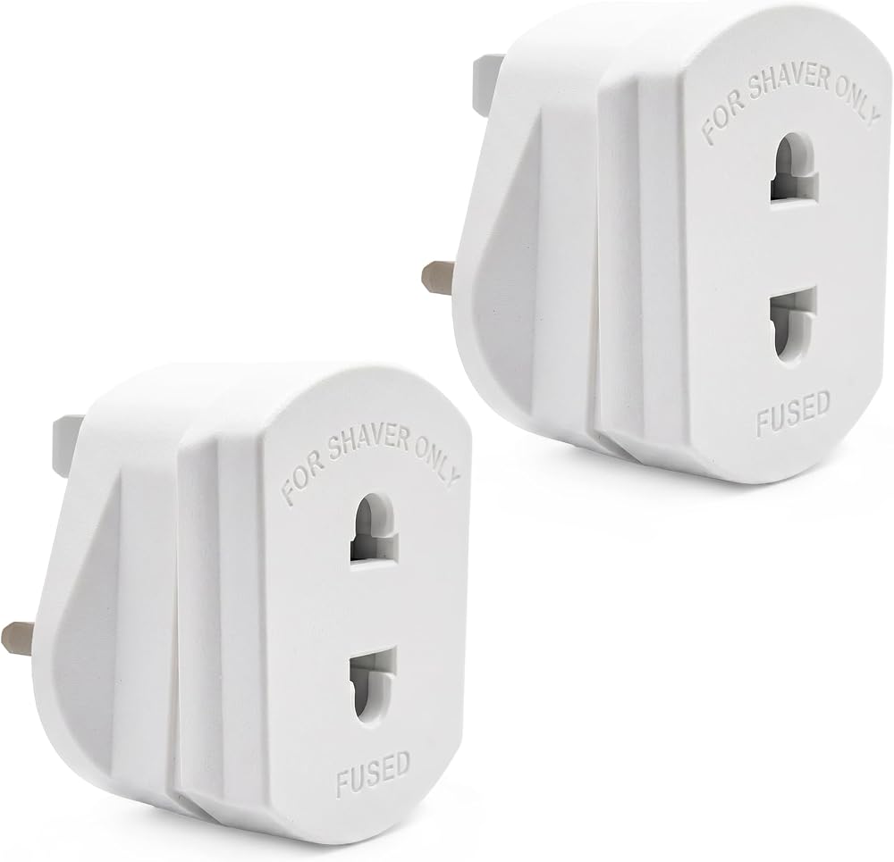 Double Dragon 2-Pin to 3-Pin UK Plug Adapter 1A Fused Shaver Travel