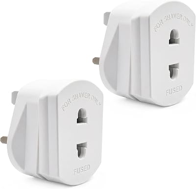 Double Dragon 2-Pin to 3-Pin UK Plug Adapter 1A Fused Shaver Travel
