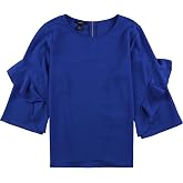 Alfani Womens Zip-Back Ruffled Blouse
