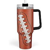 Football Tumbler with Handle 40oz Insulated Stainless Steel Cup with Lid & Straw, Travel Cup, Gifts for Men, Boys, Players, Coaches, Sports Lovers, Christmas, Birthday
