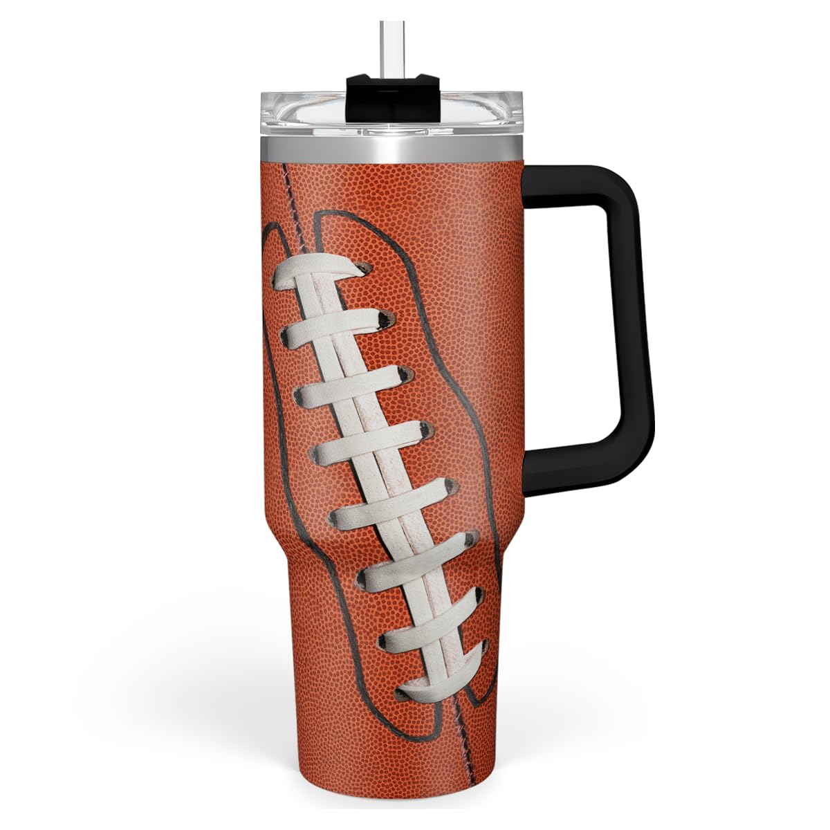 Photo 1 of SANDJEST Football Tumbler with Handle 40oz Insulated Stainless Steel Cup with Lid & Straw, Travel Cup, Gifts for Men, Boys, Players, Coaches, Sports Lovers, Christmas, Birthday