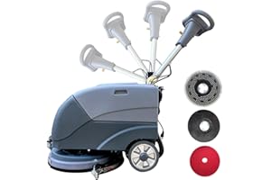 HIBUYER Emotor 15'' Foldable Walk Behind Floor Scrubber Machine Hand Push Scrubber Machine for Industrial Commercial Use (Gray)