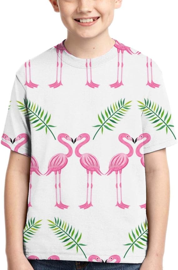 Amazon ピンクのフラミンゴ一緒にtシャツ男の子黒tシャツ コットン100 半袖トップ 子供と10代の若者へのギフト Tシャツ カットソー 通販