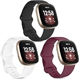 Vancle 3 Pack Strap for Fitbit Versa 3 Sense Versa 4 Sense 2 Soft Silicone