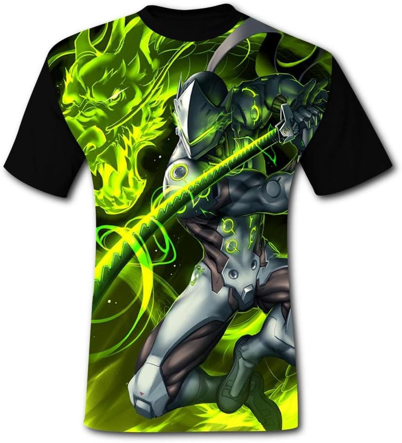 Dragon Warrior_Genji Mens T-Shirts 3D Galaxy Printed Tee Shirt Large