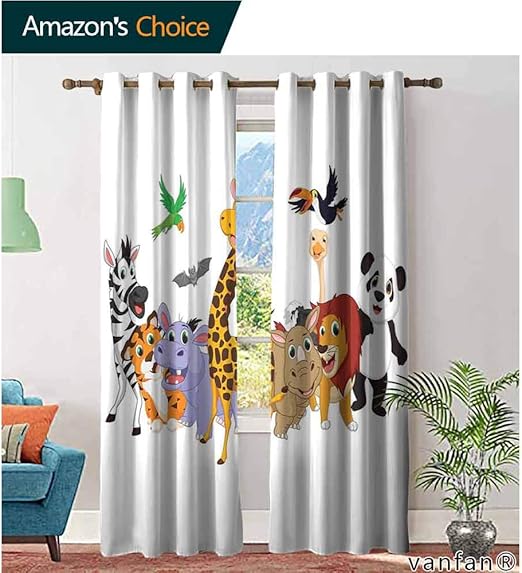 Amazon Com Lqqbstorage Kids Living Room Curtains Colorful Jungle