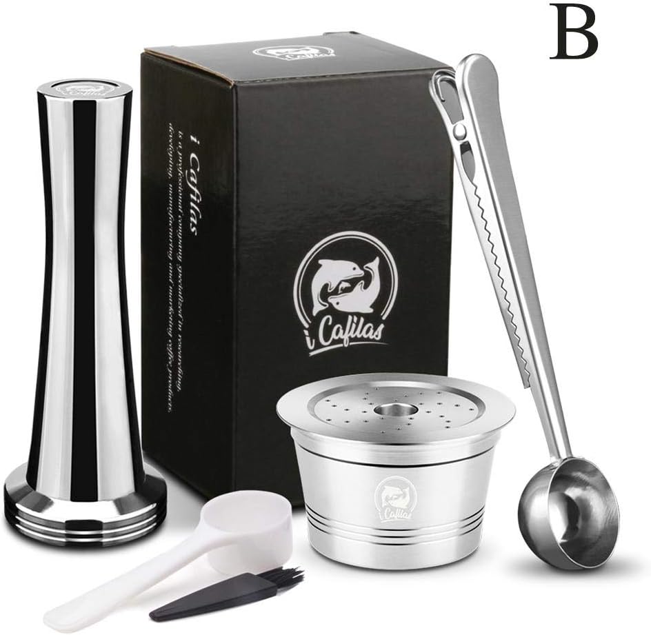 Fancylande Stainless Steel Coffee Capsules Refillable Reusable Coffee Capsule Filter Acid Resistant Refillable Coffee Capsules Pods for Capsule Coffee Machine b