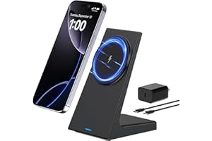PUY for MagSafe Charger Stand,20W Fast Magnetic Wireless Charging Station with 25W PD Adapter，Stickable Desk Wireless Charger for iPhone 17/16/15/14/13/12 Pro/Pro Max Series