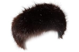 FHQHTH Faux Fur Headband with Elastic for Women Winter Earwarmer Ski Cold Earmuff (Brown)