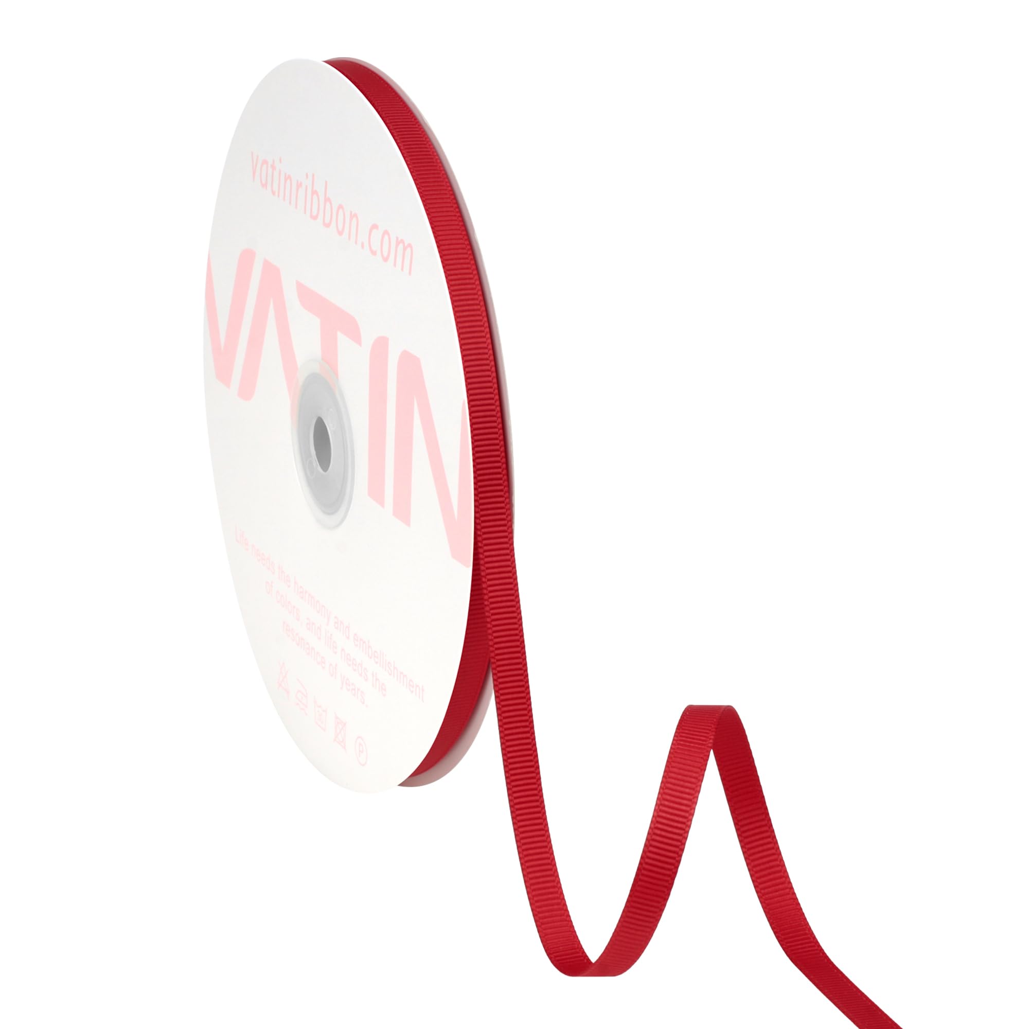 VATIN Solid 6mm X 45 Metres Red Grosgrain Ribbon 23 Metres Each Roll Perfect for Crafts, Wedding Decor, DIY Hair Accessories, Sewing, Gift Package Wrapping and More