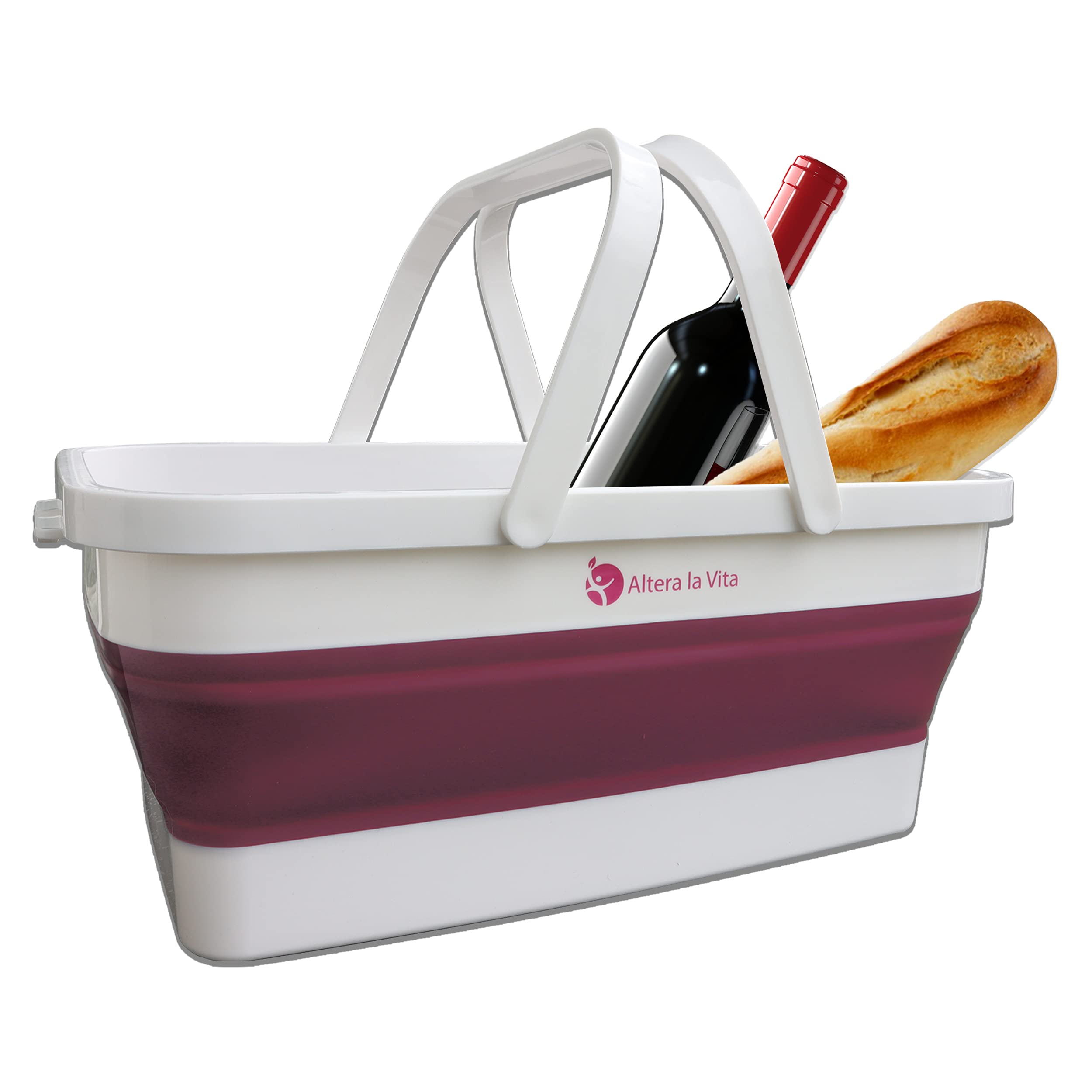 Altera la Vita Shopping Basket, Foldable 15 Liters, Waterproof, PP+TPR Material, Picnic, Camping Caravan