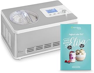 Eismaschine & Joghurtbereiter Elisa 2,0 L mit selbstkühlendem Kompressor 180 W, aus Edelstahl mit Kühl- und Heizfunktion, inkl. Rezeptheft