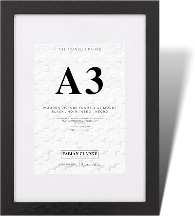Fabian Clarke London A3 Black Wooden Frame with A4 White Mount Portrait