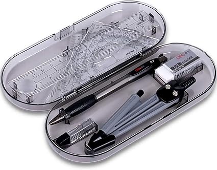 Amazon 定規 分度器セット コンパス 鉛筆 直定規 半円分度器 三角定規 シャープペン 多機能 製図 数学 学用品 クリアケース付 8点セット 定規 巻尺 コンパス 文房具 オフィス用品