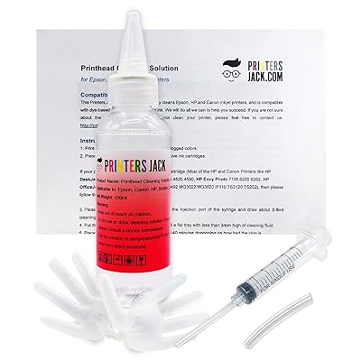 Printers Jack Printhead Cleaner Kit for Epson WF-3640 WF-3620 WF-4630 XP-410 XP-310 R2000 R2880 WF-7610 WF-7620 WF-845 XP-400 XP-420 WF-2540 WF-545 WF-3540 Inkjet Printers - 3.4oz 100ml Cleaning Kit