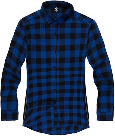 Chenma Men Button Down Long Line Hipster Hip Hop Plaid Flannel Shirt With Side Zip At Amazon Men S Clothing Store