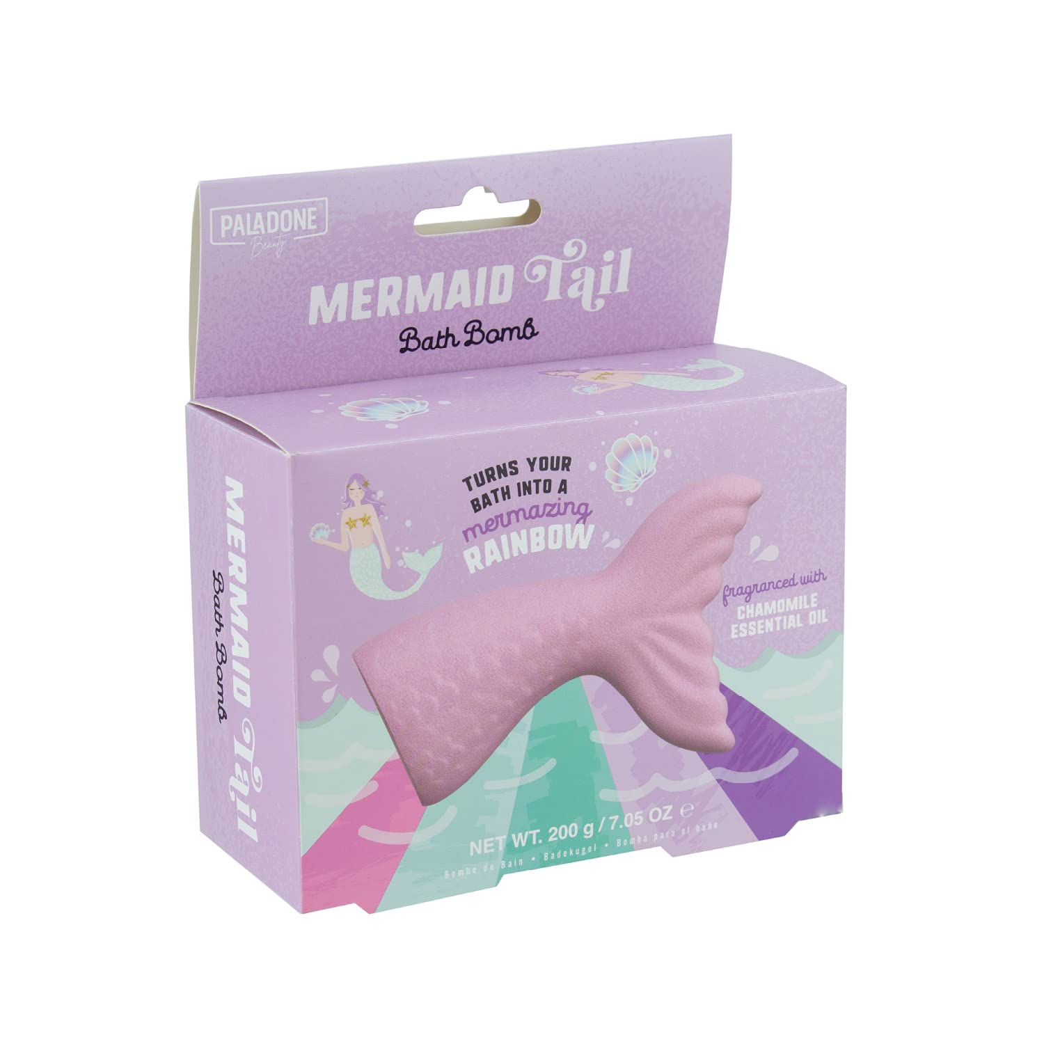 Mermaid Tail Bath Bomb - Rainbow Colored in Water - Moisturizing - Great for Kids, One Size | Paladone