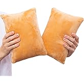 1 MIDDLE ONE 2 Pack Small Pillow, Memory Foam Mini Pillow 11 X 7 Inches for Travel, Sleeping, Nap and Neck, Knee, Lumbar Support, Tiny Cushion for Pet, Dogs (Camel)