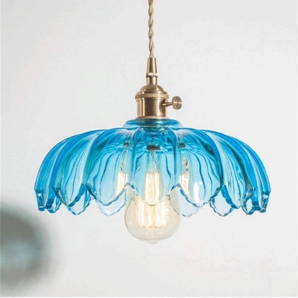 HOSTWEK Japanese-style brass glass chandelier, retro industrial copper art personality chandelier, E27 metal restaurant bar cafe bedside lamp single head (Color : C)