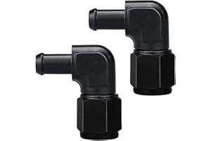 CAQEG 8AN Female to 3/8 Barb 90 Degree Hose Fitting Adapter Swivel Aluminum Black, Pack of 2