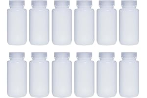 LUERFLEX 250ML 8OZ Nature Wide Mouth HDPE Plastic Reagent Bottles with Caps Pack of 12