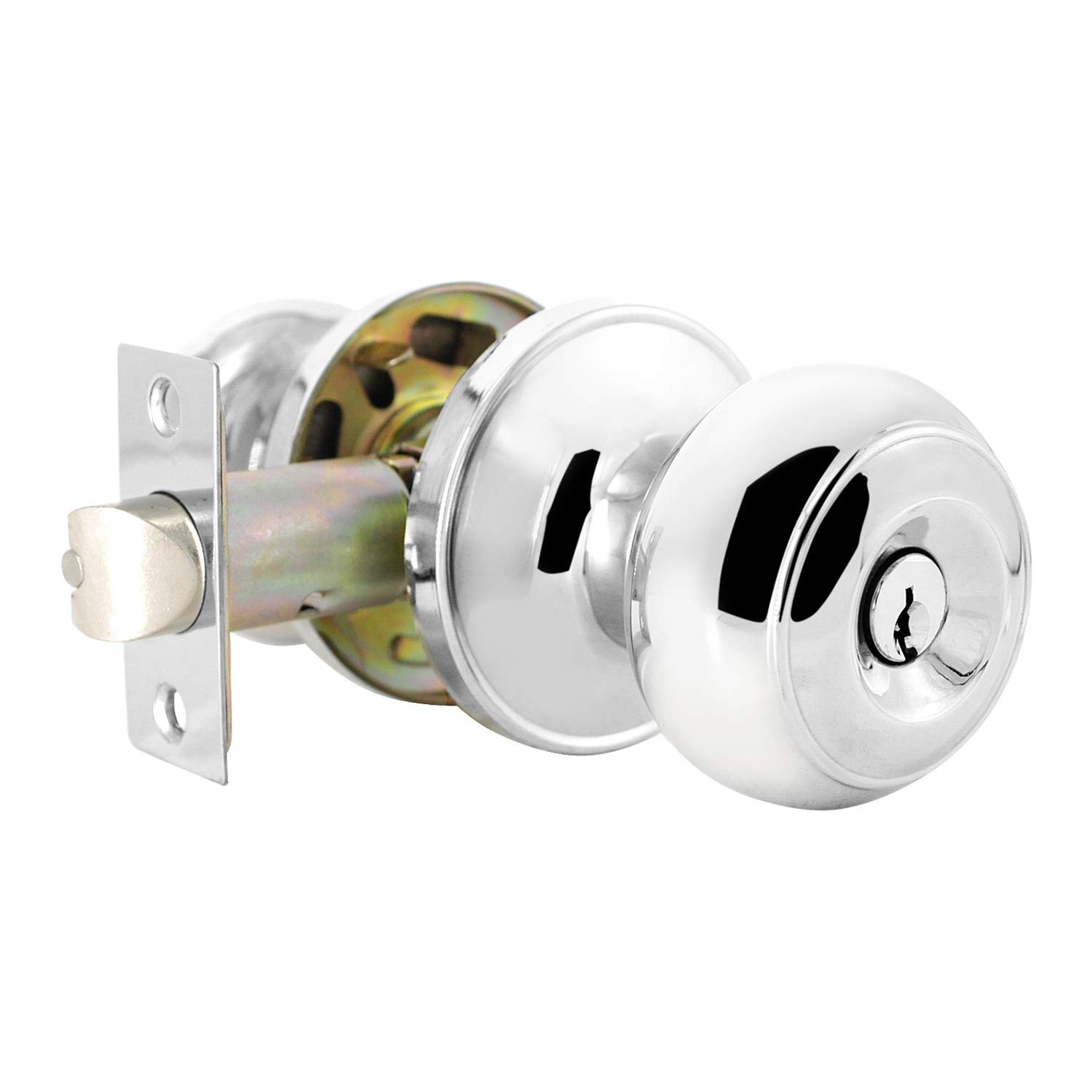 Door Lock Set Exterior Door Knobs Entrance Key Locker Polished Chrome Door Lock with Key