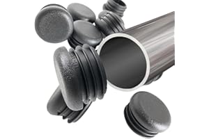 EZends Premium Grade 1 1/4 Inch Round Plastic Plugs, 10-14 Gauge (50 Pack) Pipe Plug Tubing End Cap, Extra Durable Black Round End Caps, Durable Chair Glide Sliders, Furniture Floor Protection.