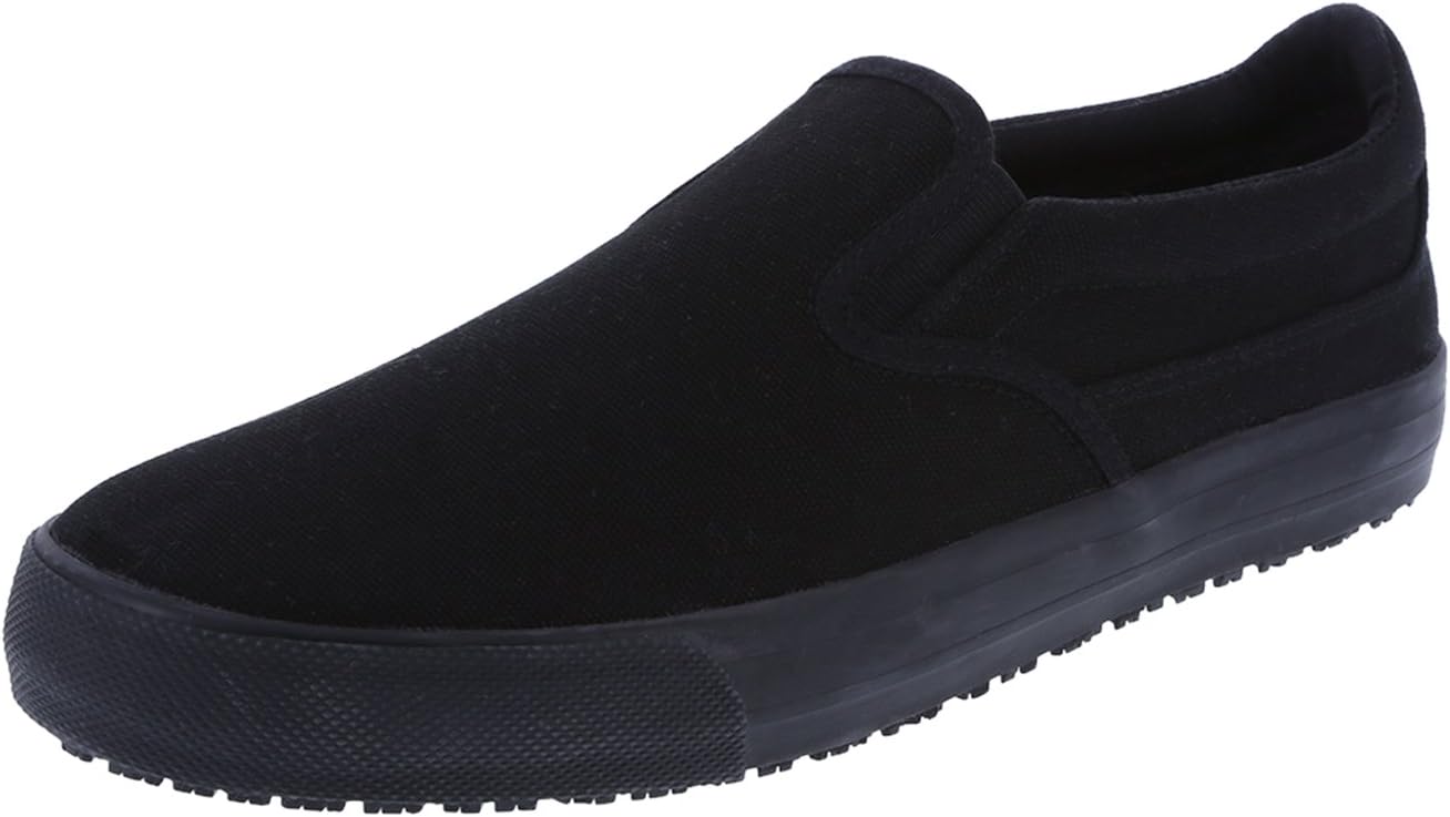 safeTstep Men's Black Canvas Slip Resistant Ben Twin Gore Slip-On 9.5 Regular