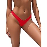 Women's Thong High Cut Swimsuit Bottom - Bikini Bathing Suit Bottom Only