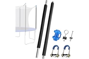 Universal Trampoline Replacement Pole Set – 1 Set Straight Upper & Lower Enclosure Net Pole with Foam Sleeves, 2 Mounting Har