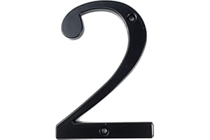 HASWARE House Number Sign 4 inch Modern Door Numbers Signage Plaque Street Home Address Numerals Zinc Alloy (2, Black)