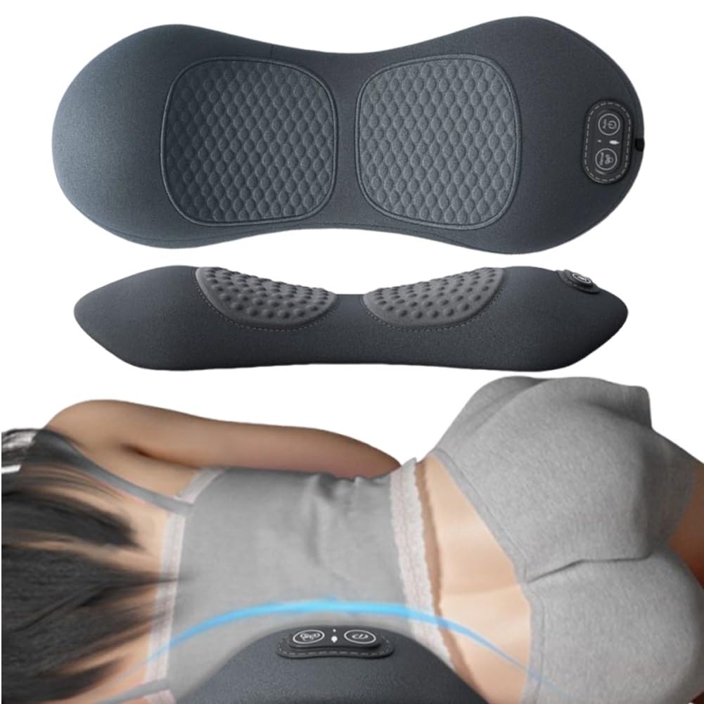 Photo 1 of 3 in 1 Back Massager, Electric Lumbar Support Pillow, Triple Fusion Back Massager for Pain Relief Deep Tissue, with Traction, Vibration & Heat and Against for Lower Backs&Spine Support