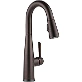 Delta Essa Oil Rubbed Bronze Bar Sink Faucet with Pull Down Sprayer, Modern Single Hole Prep Sink Faucet, Single Handle, Venetian Bronze 9913-RB-DST