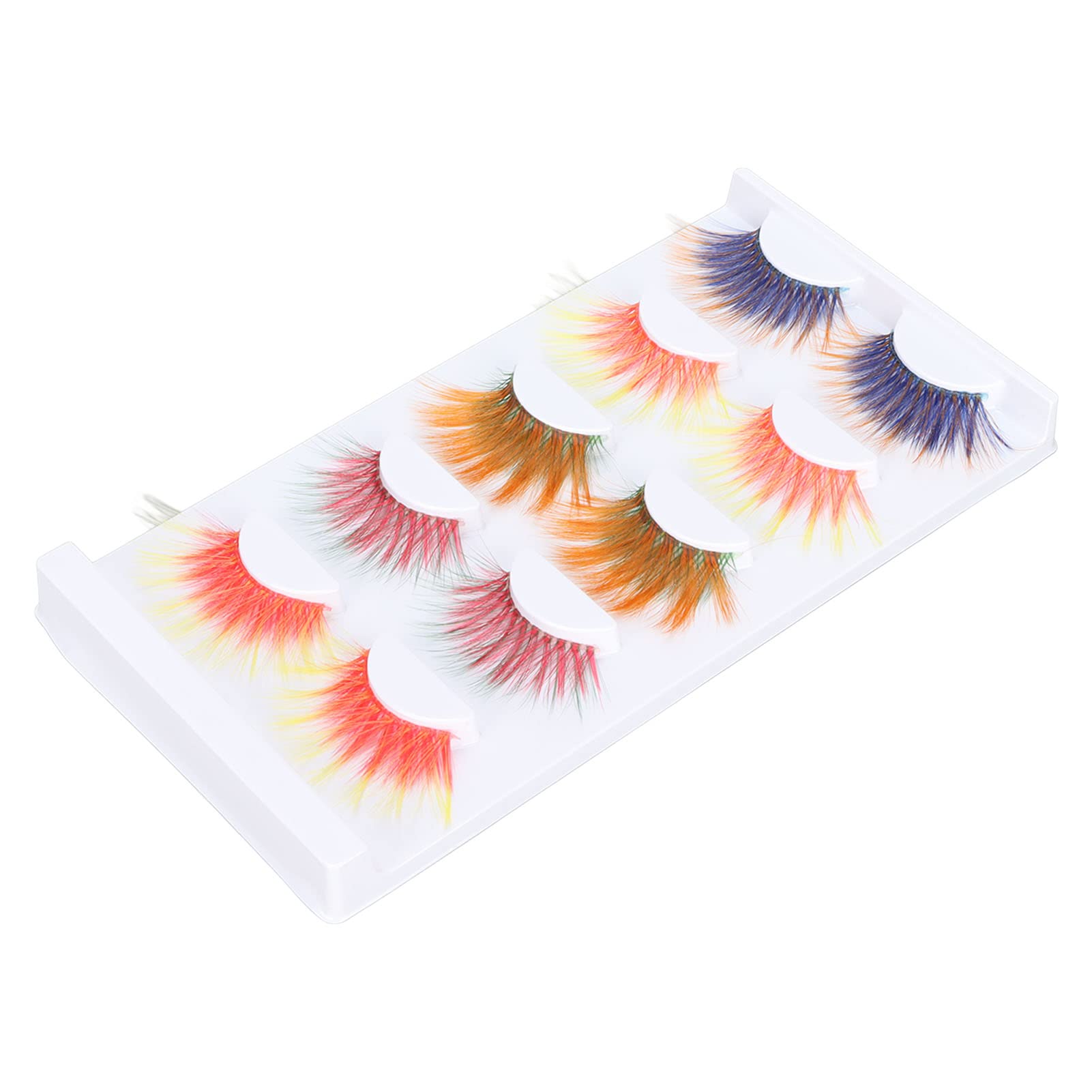 5 Pairs Colorful Eyelashes for Halloween Christmas Stage Show, 6D Gradient Long Curled Soft Colored False Eye Lashes Party Fake Eyelashes Makeup Tools