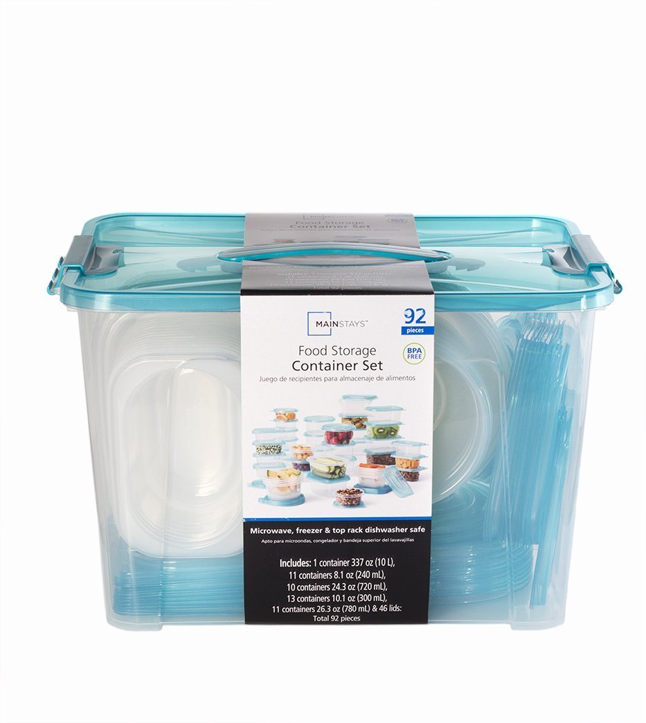 Mainstays Teal Food Storage Container Set 92 pieces