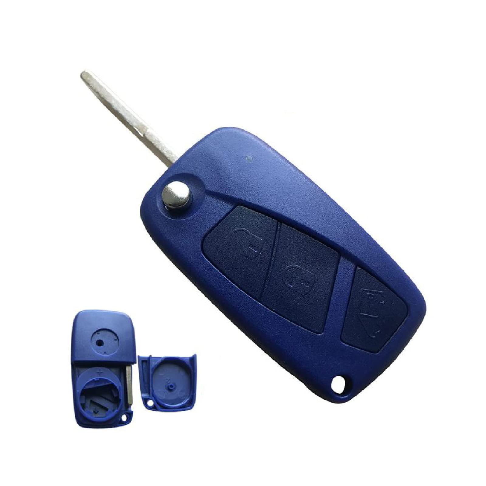 SALPIE Remote Control Shell Compatible with FIAT PANDA, PUNTO, DUCATO, STILO, ULYSSE - Rubber, Blue - 3 Keys