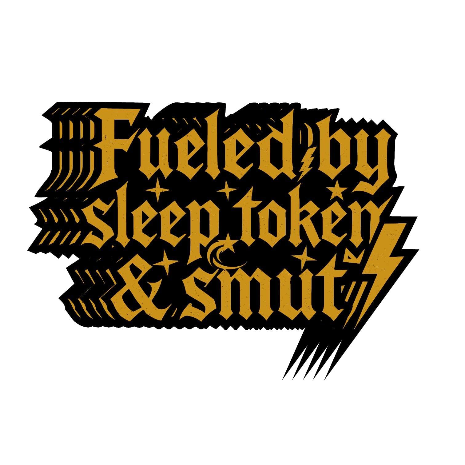 Photo 1 of (5 PCS) Fueled by Sleep Token & Smut Yellow Sticker 3 inch, Funny Gothic Meme Music Fan Decal, Waterproof Vinyl for Laptop Water Bottles Phone Car Helmet