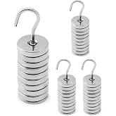 QWORK Lab Slotted Mass Set, 4 Set of Chromium-Plated Metal Slotted Weights, Each Set - Total 100g - Includes 9 Weights (10g Each) &amp; One Hanger (10g)