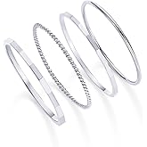 PAVOI 14K Gold Plated Four Pieces Thin Rings Set for Women | 4 Dainty Stacking Rings Pack | Minimalist Stackable Bands