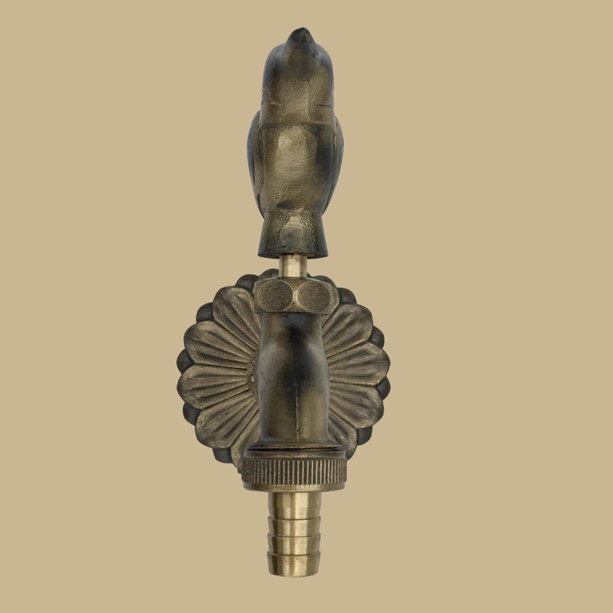 Outdoor Faucet Bird Spigot Solid Brass Antique Finish Garden Tap Bibcock Hose Not Included : Garden & Outdoor