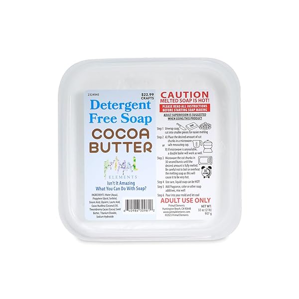 PRIMAL ELEMENTS DETERGENT FREE COCOA BUTTER SOAP BASE...
